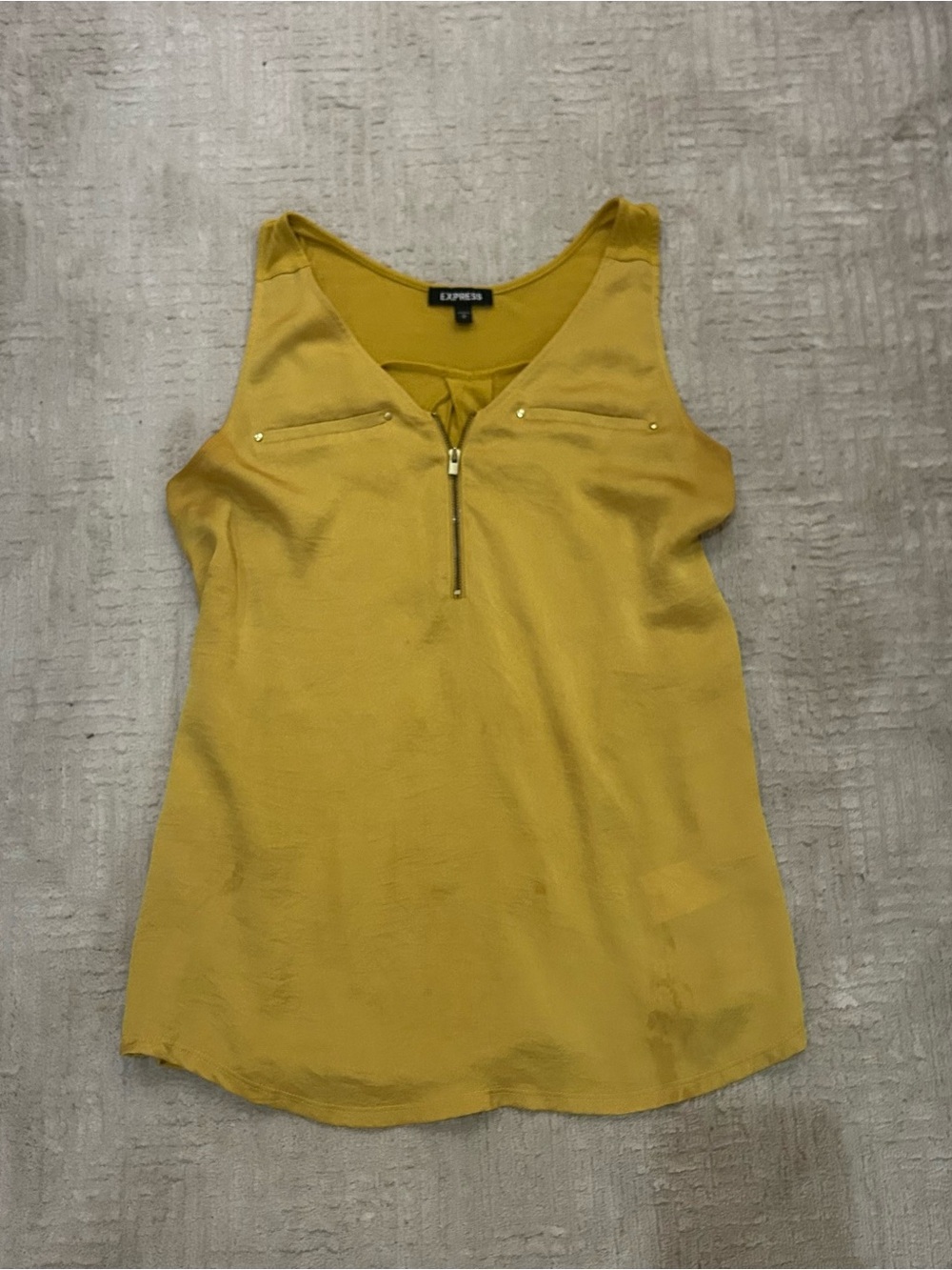 Express Mustard Yellow Zip-Front Sleeveless Top